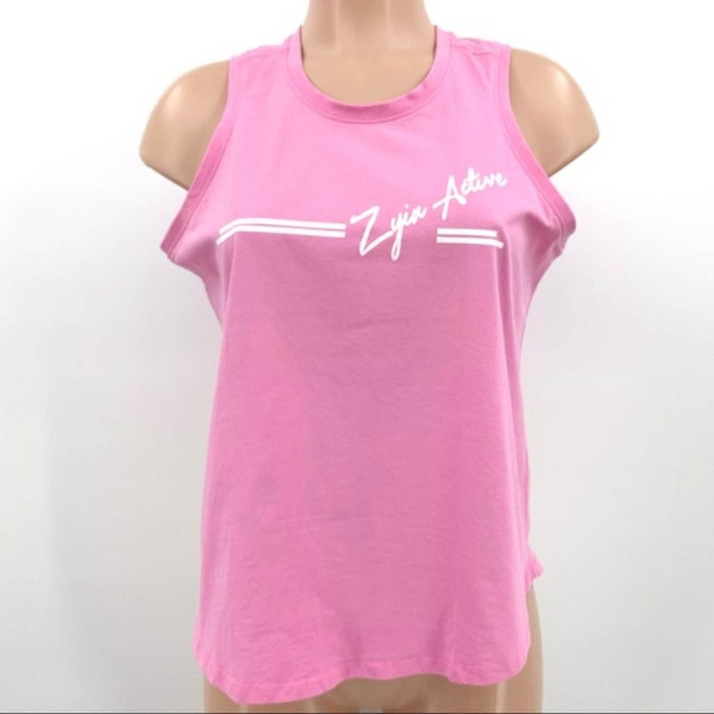 ZYIA Active Pink Crewneck Graphic Tank Top